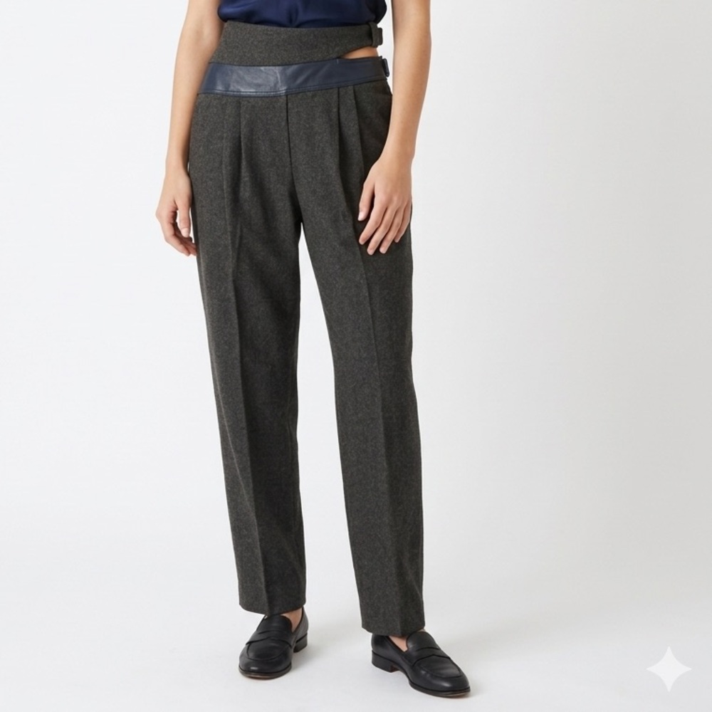 Vintage CALLA Italian High-Rise Wool Trousers Italian 42 Dark Green Preppy